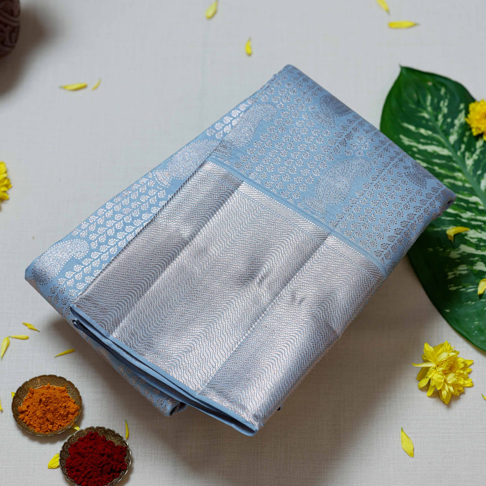 Light Blue Colour Kanchipuram Pure Silk Saree