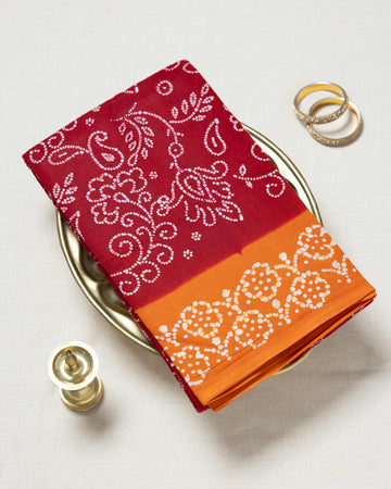 Red Printed Sungudi Cotton Saree