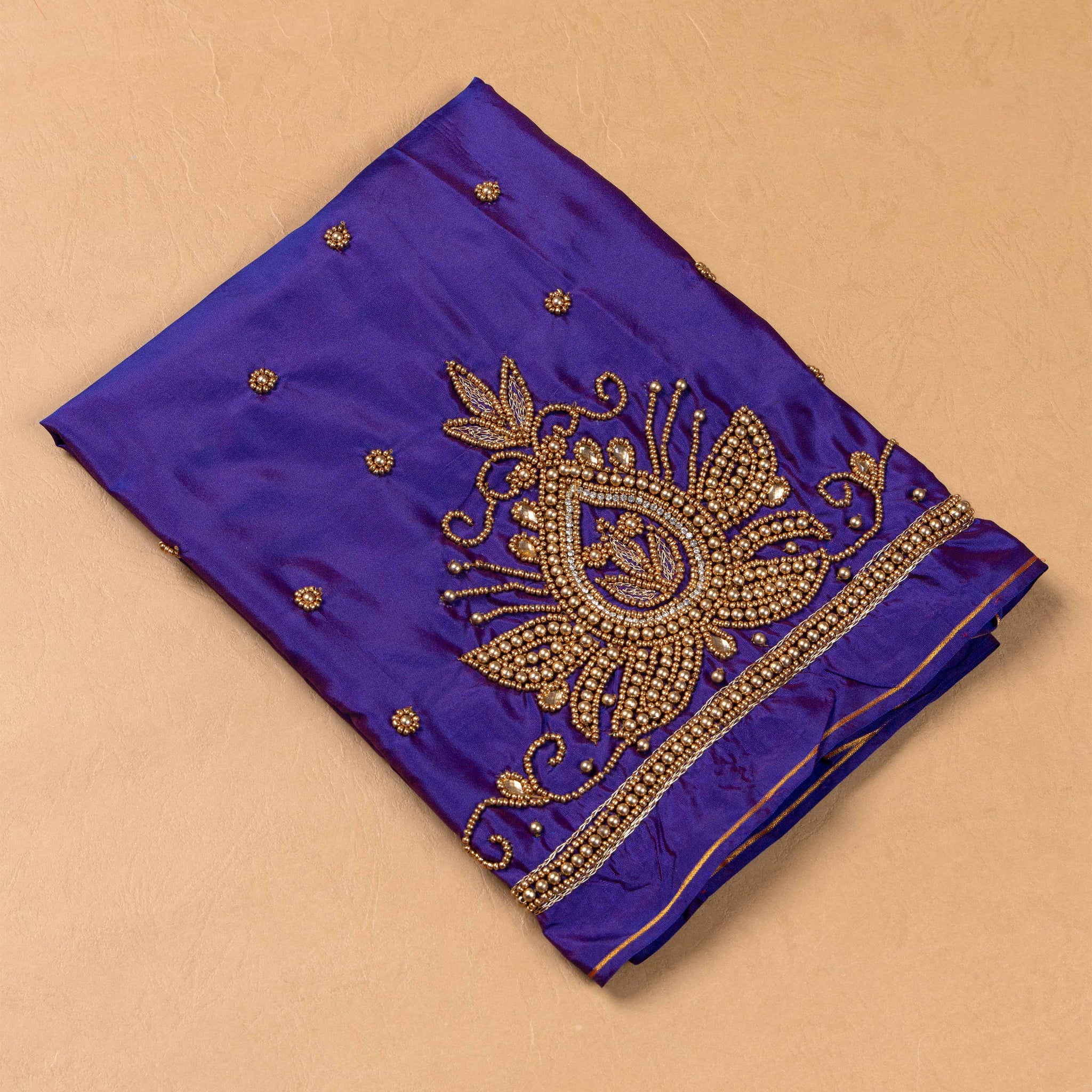 Purple Embroidered Unstitched Blouse Material