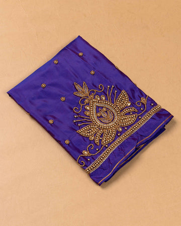 Purple Embroidered Unstitched Blouse Material