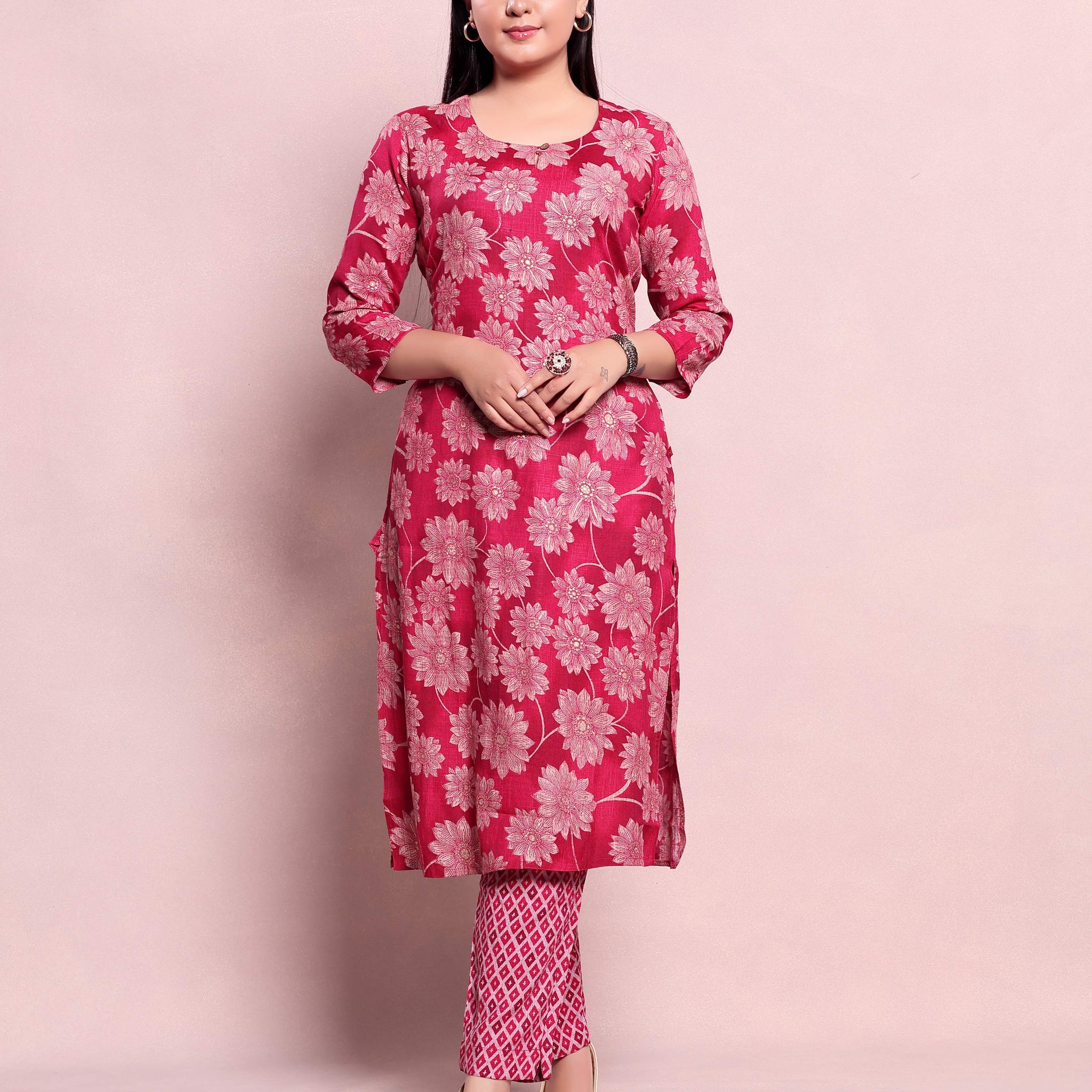 Magenta Colour Top & Palazzo Set