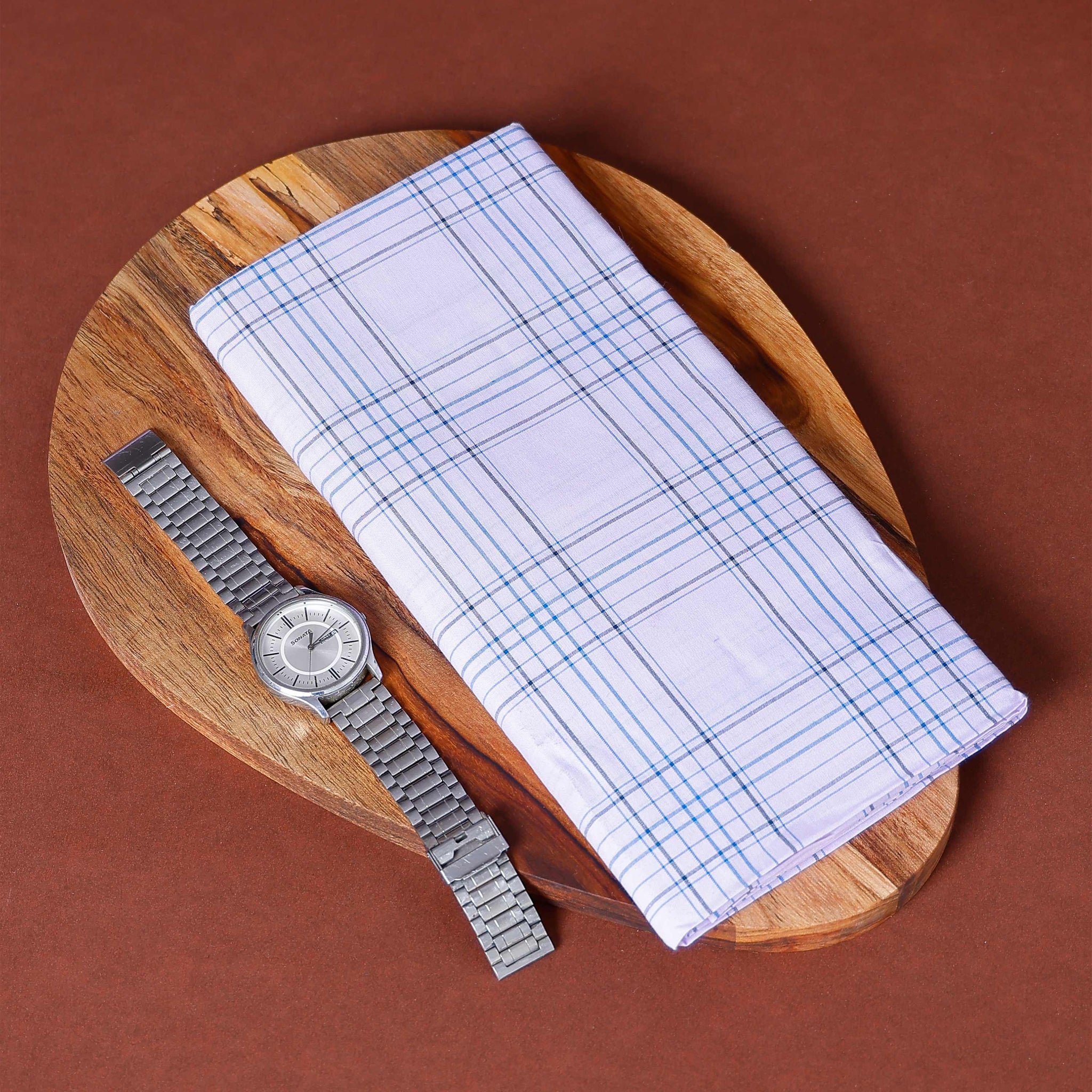 999 Brand Men's Premium Cotton Checked Lungi Stitched - White