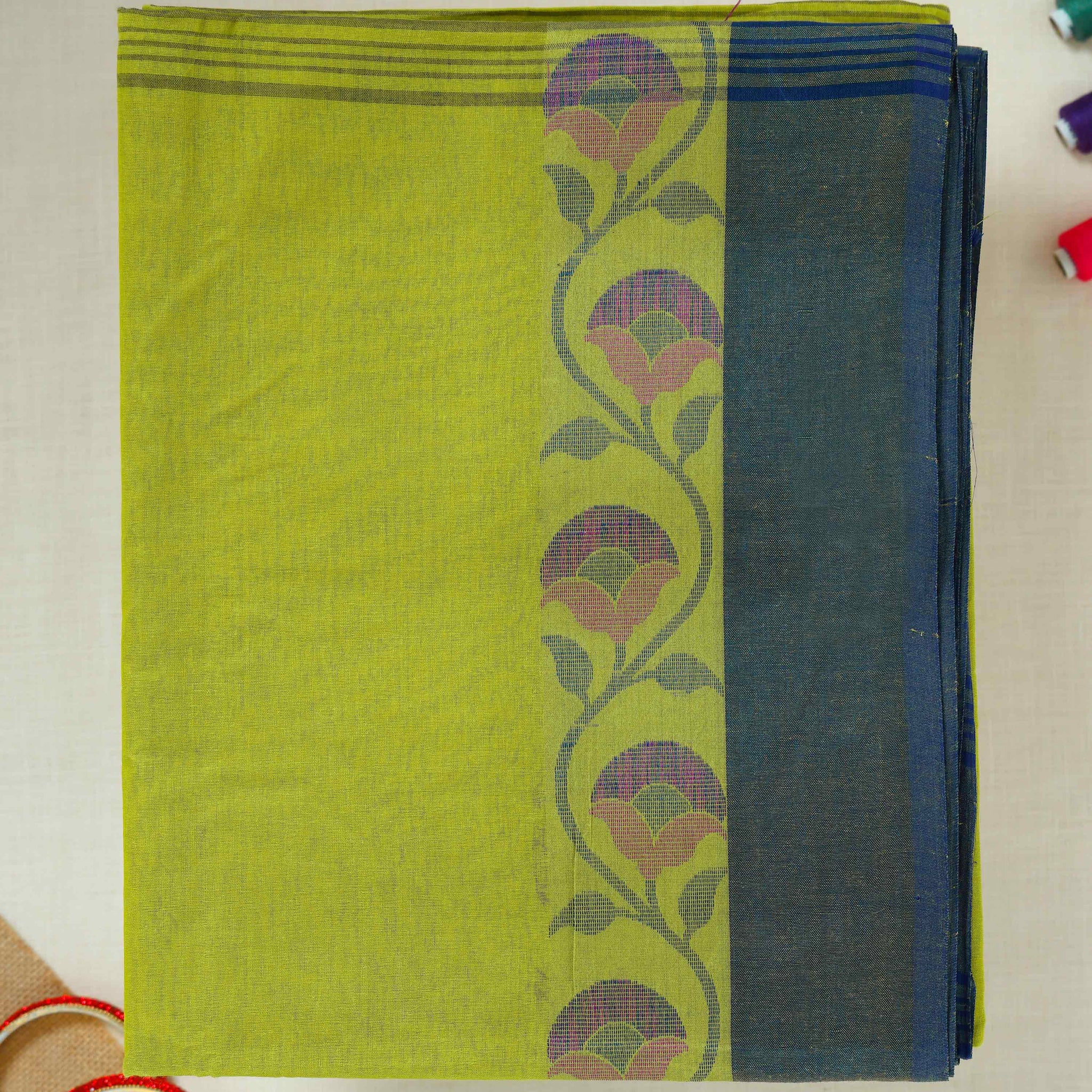 Green Color Bengal Cotton Saree