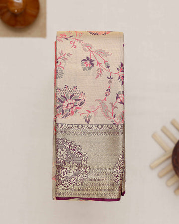 Copper Printed Kanchipuram Tissue Saree