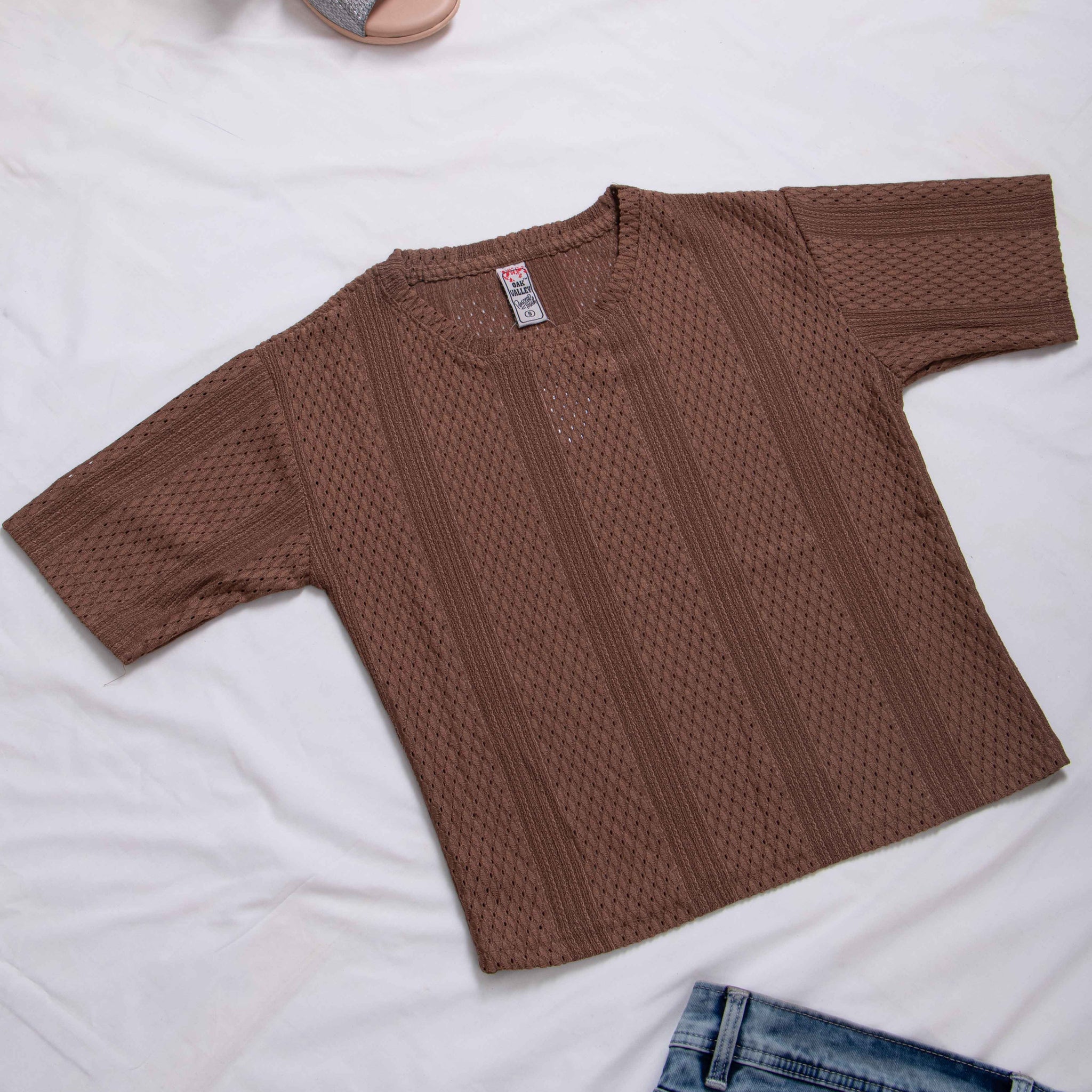 Round Neck Women Brown Colour T-Shirt