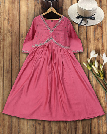 Pink Colour  Readymade Salwar Set
