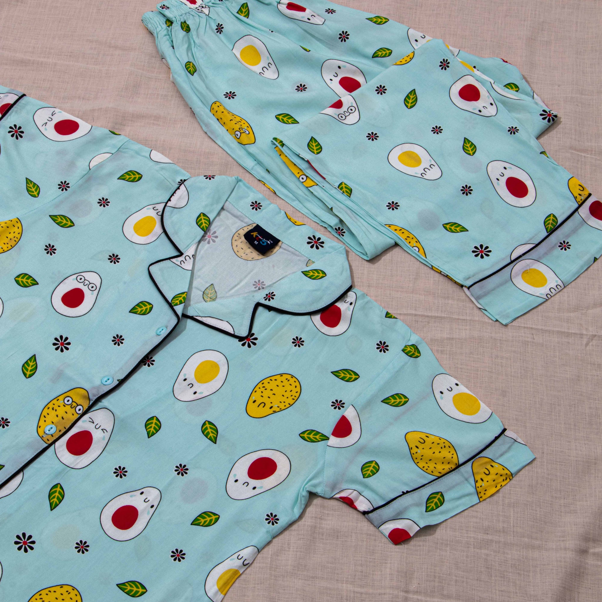 Sky Blue Colour Printed Night Wear