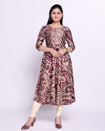 Designer Purple Embroidered Women's Kurti