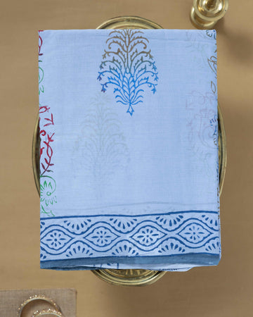 Sky Blue Colour Mul Mul Cotton Saree