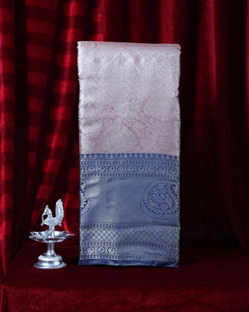 Elegance in Floral Print Semi Silk Saree - Pink