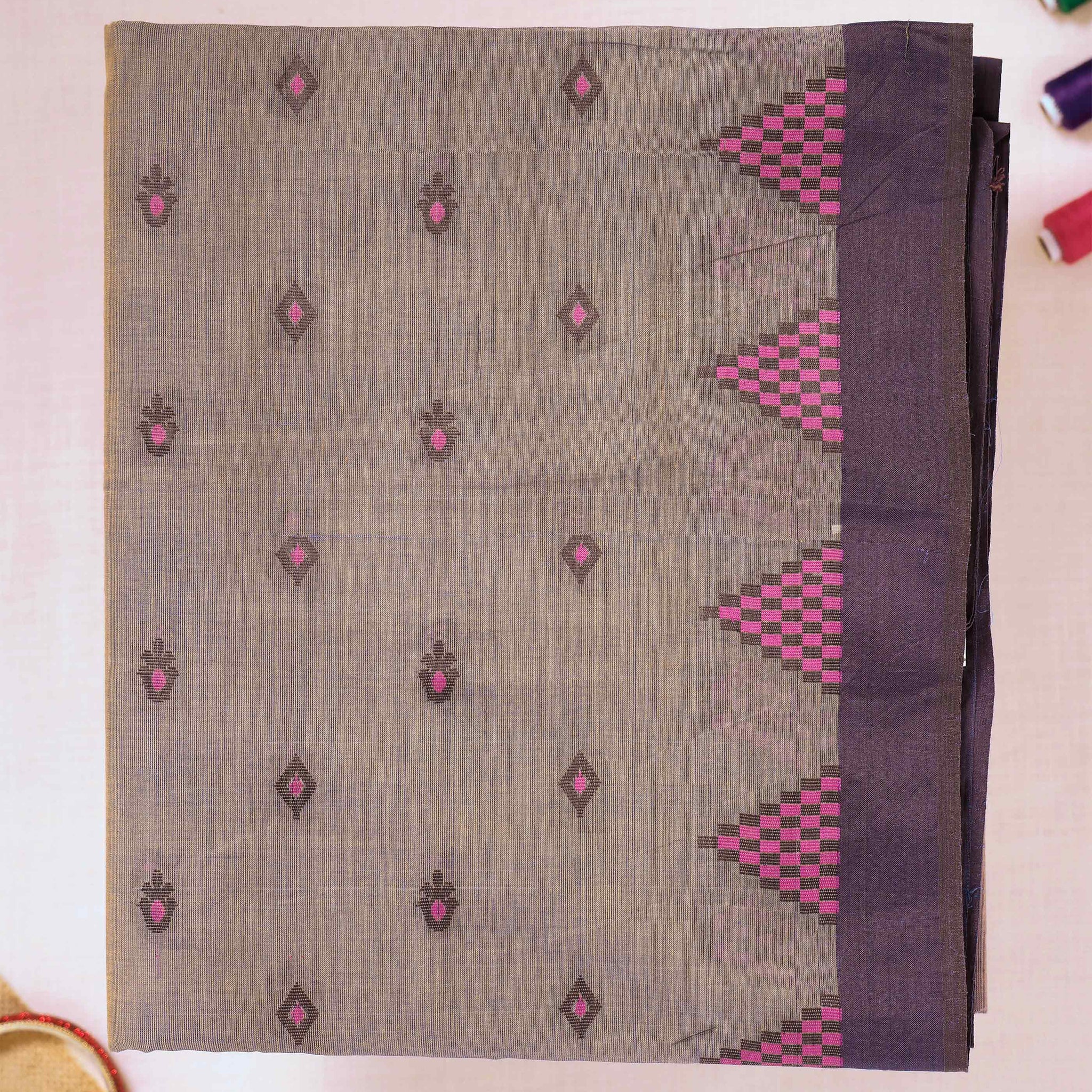 Purple Printed Bengal Cotton Saree