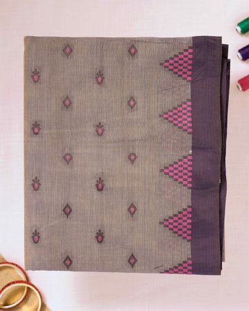 Purple Printed Bengal Cotton Saree
