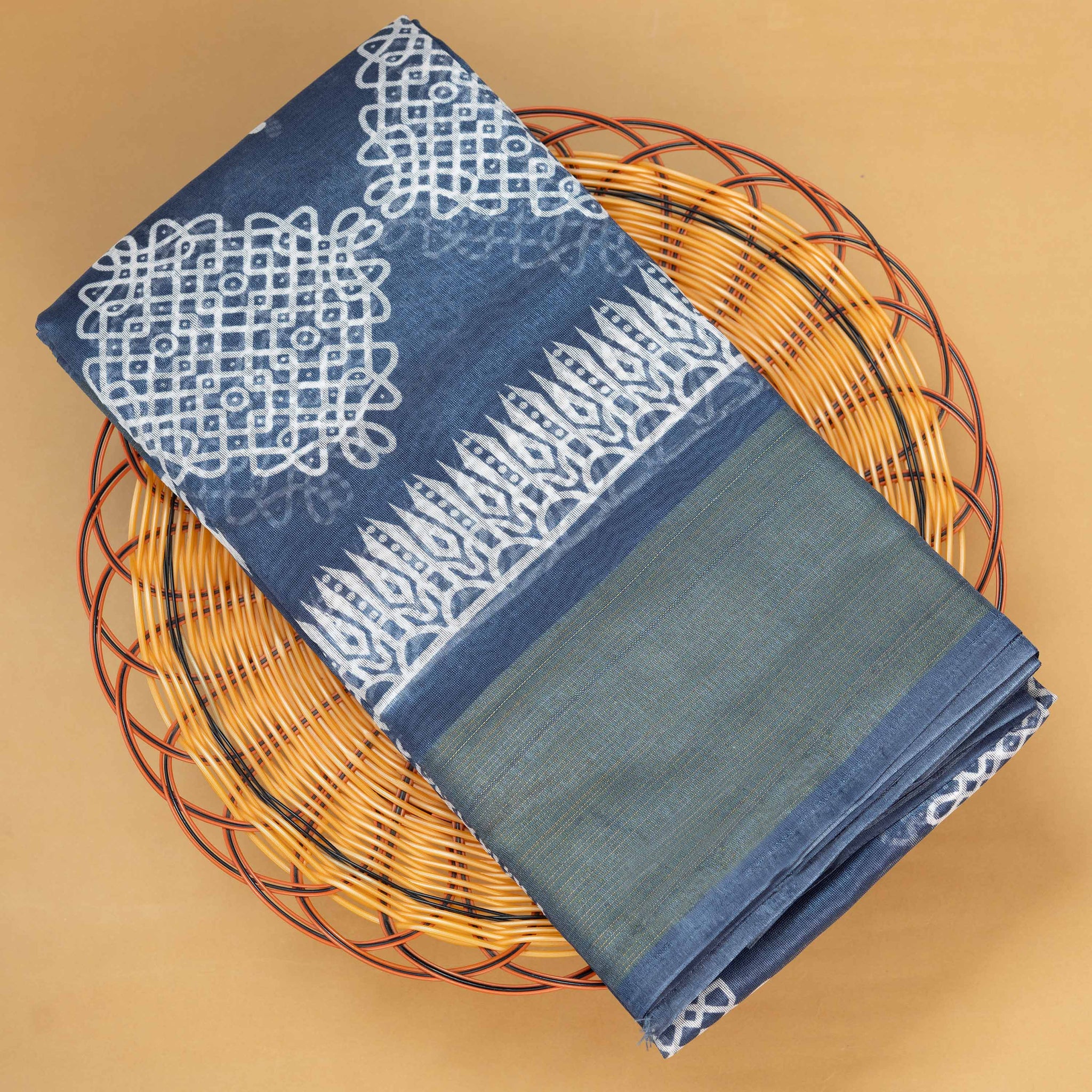 Navy Blue Colour Cotton Saree