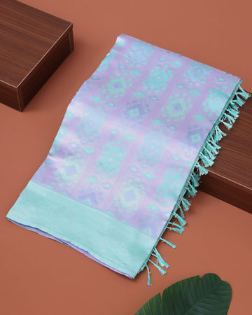 Elegant Jacquard  Pattern Litchi Silk Saree - Lavender