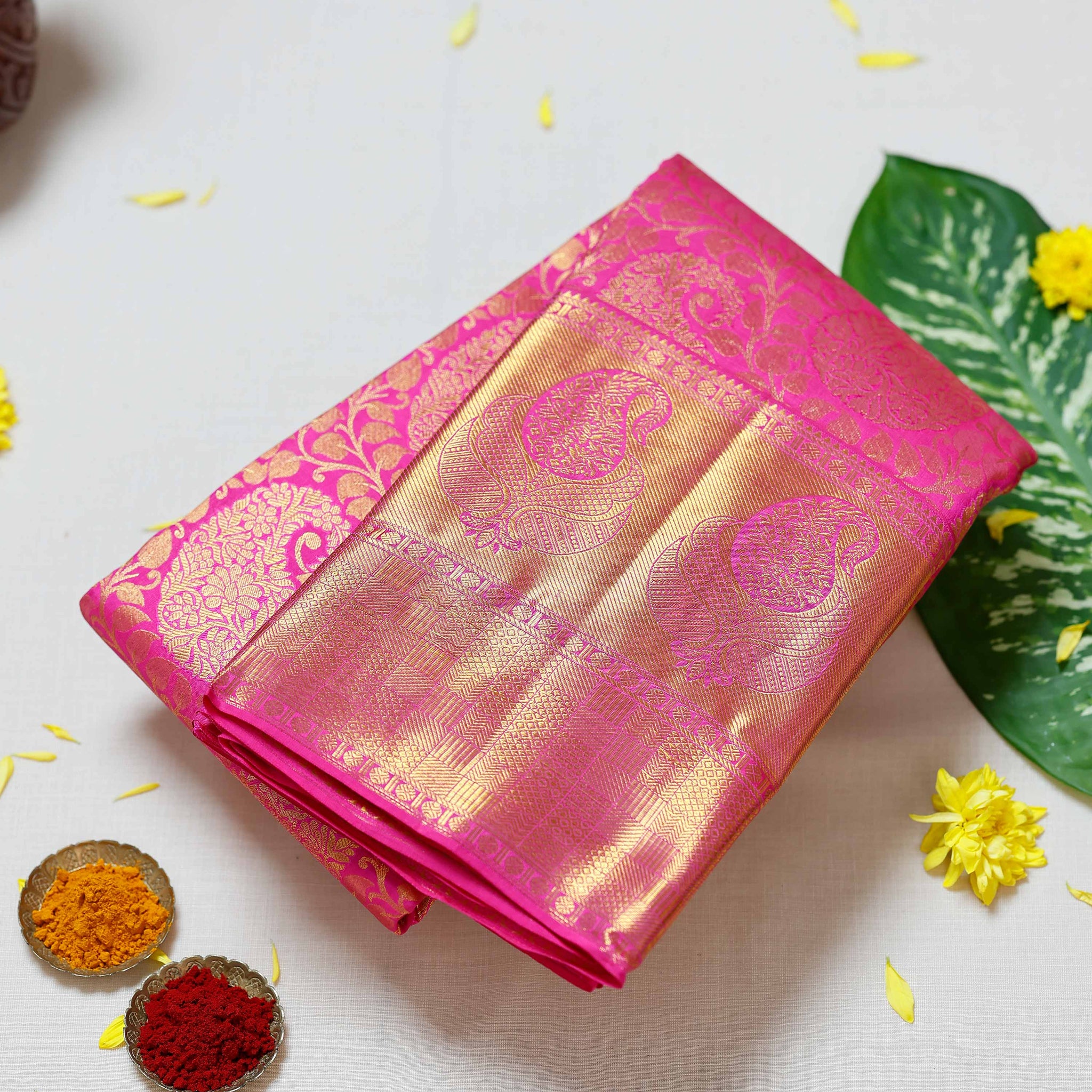 Pink Colour Kanchipuram Pure Silk Saree