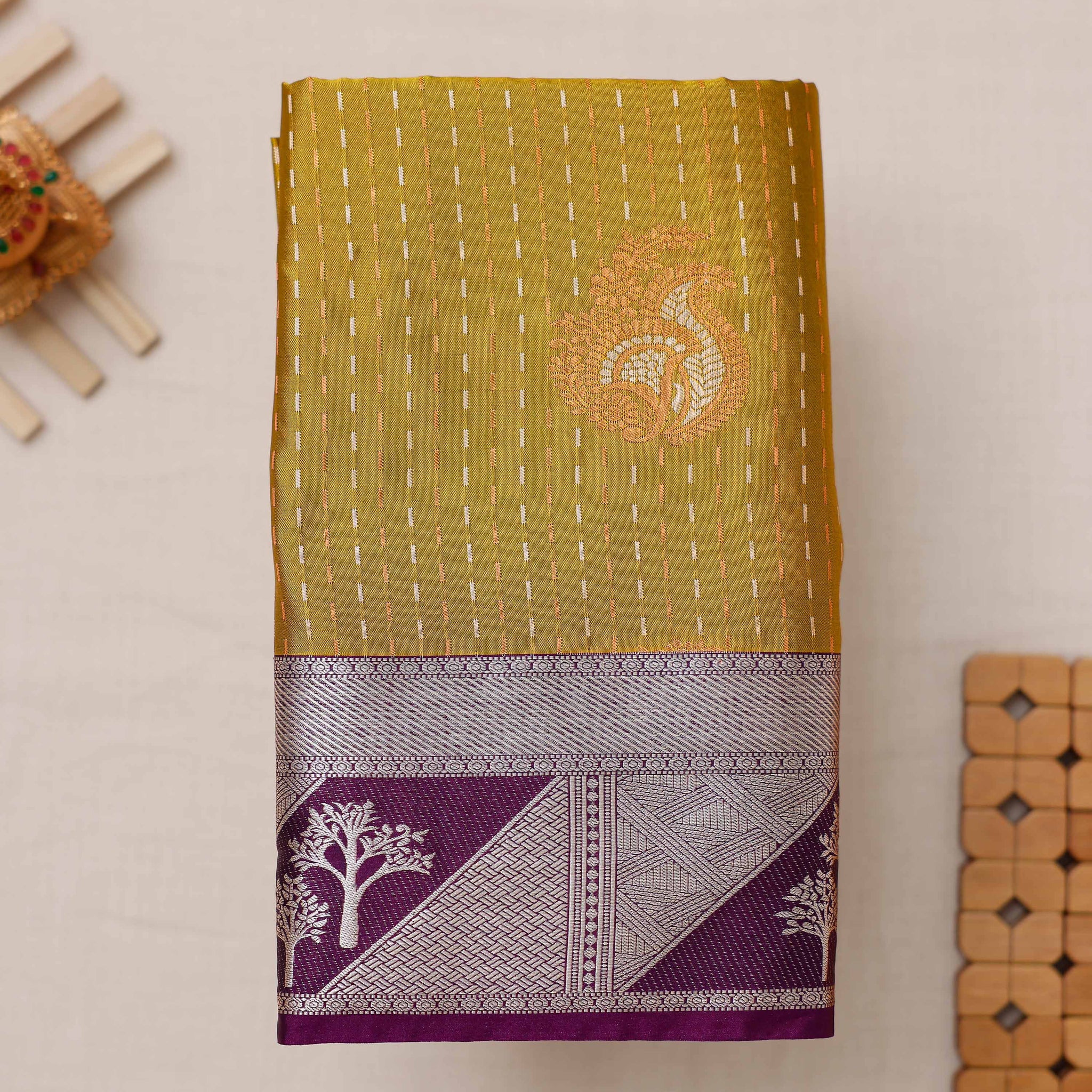 Mustard Colour Soft Silk Saree