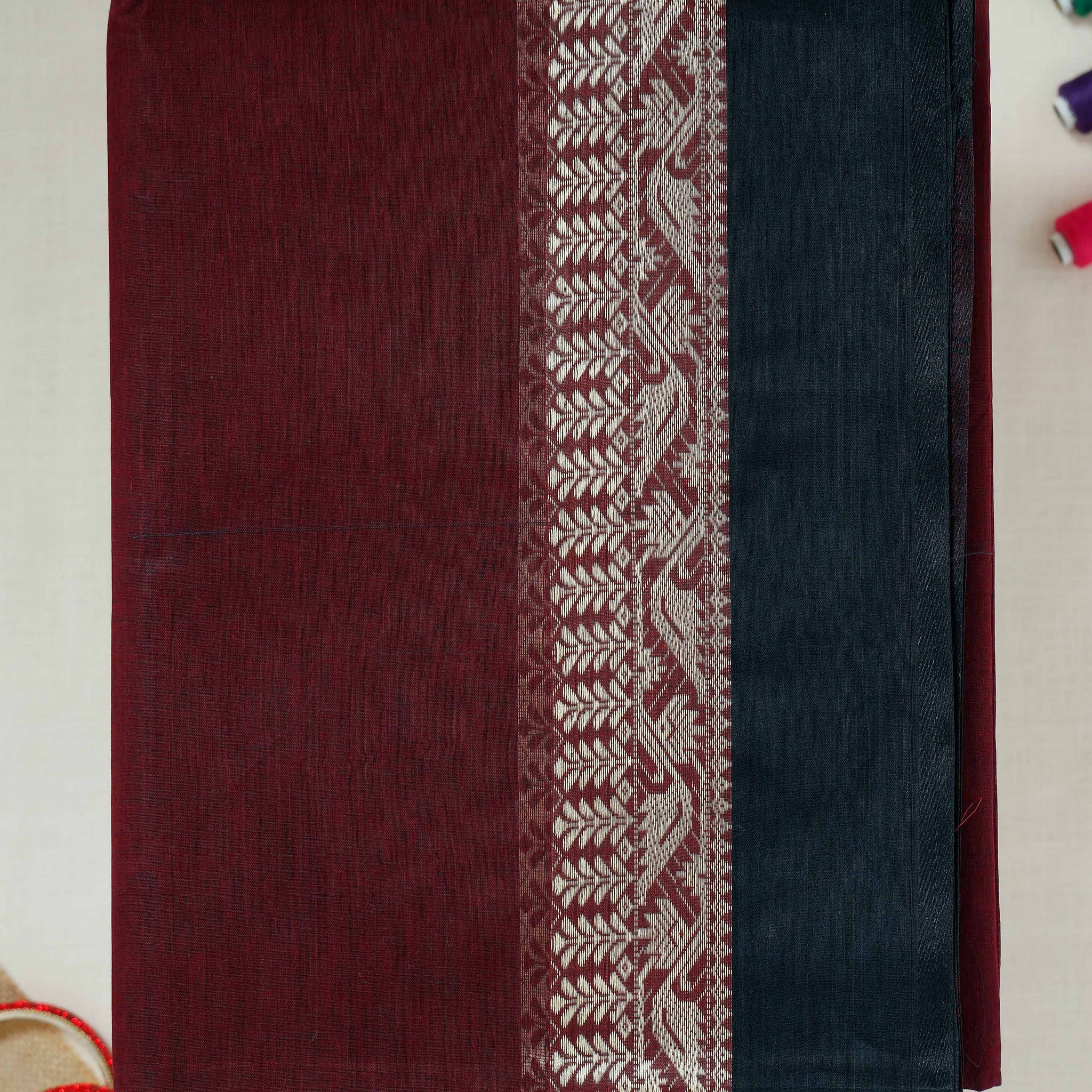 Maroon Color Bengal Cotton Saree
