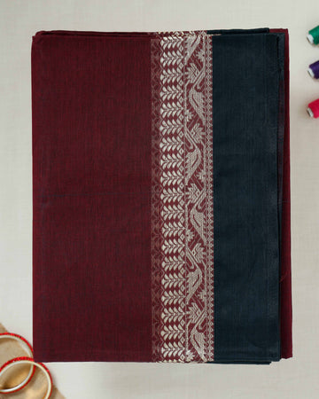 Maroon Color Bengal Cotton Saree