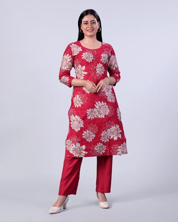 Red Colour Top & Palazzo Set