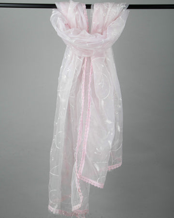 Pink Colour Embroidered Stole