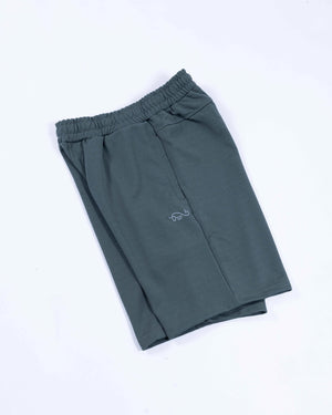 Men’s Casual Knit Shorts with Adjustable Drawstring Waist and Zipper Pockets- Green