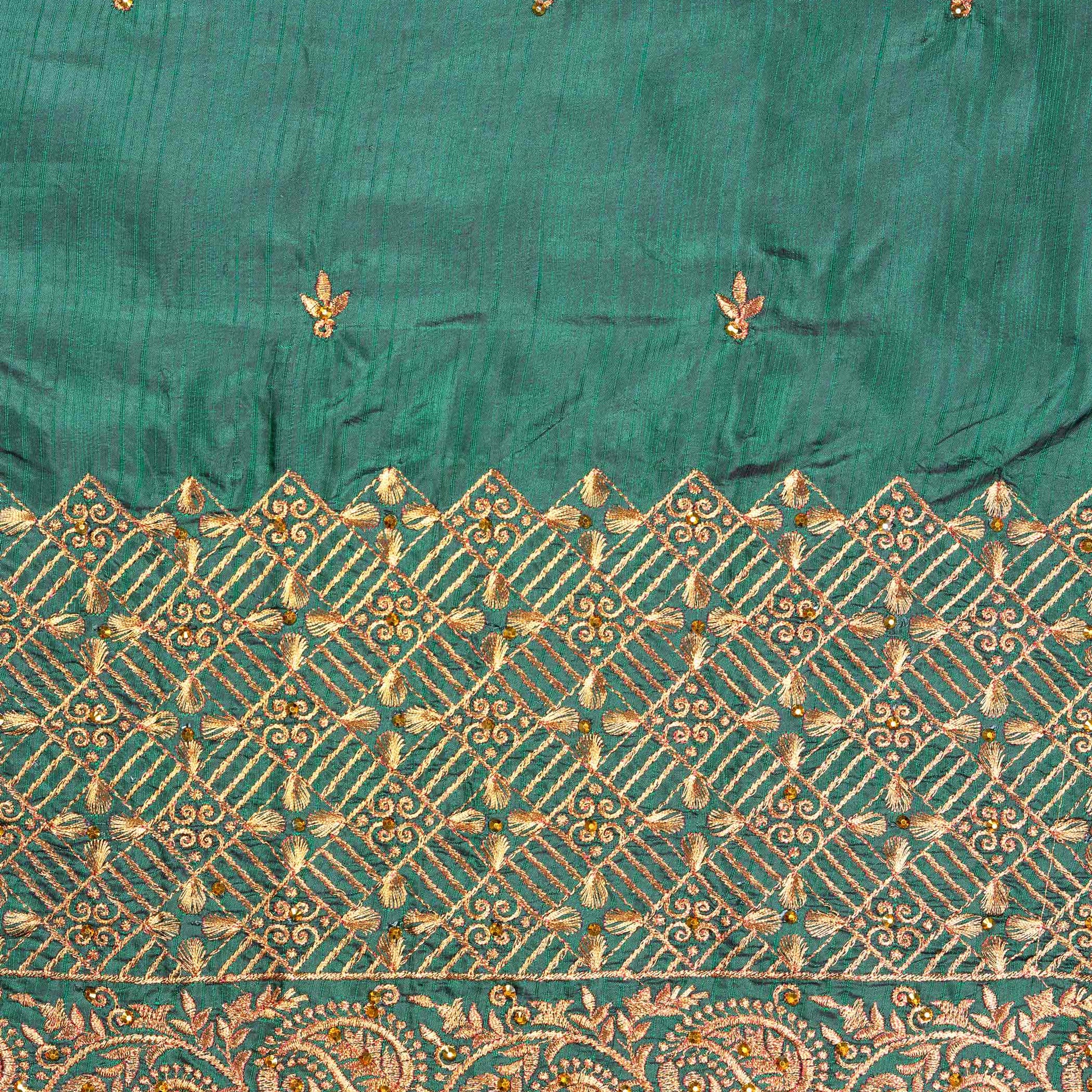 Green Embroidered Unstitched Blouse Material