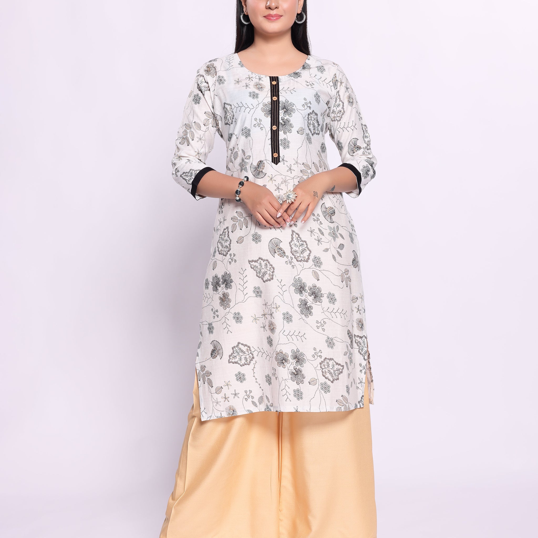 White Colour Top & Palazzo Set