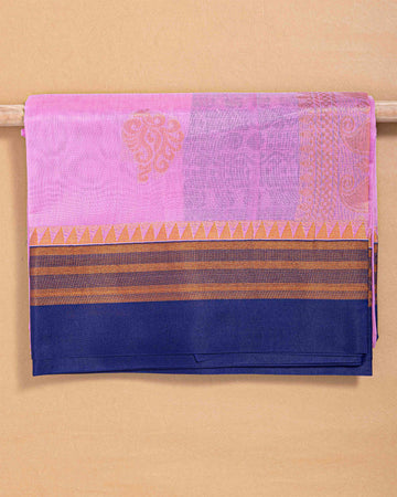 Pink Printed Silk Cotton Saree