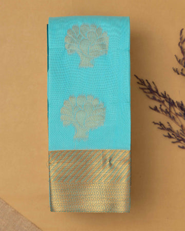 Exquisite Silk Cotton Saree With Motif Designs - Blue