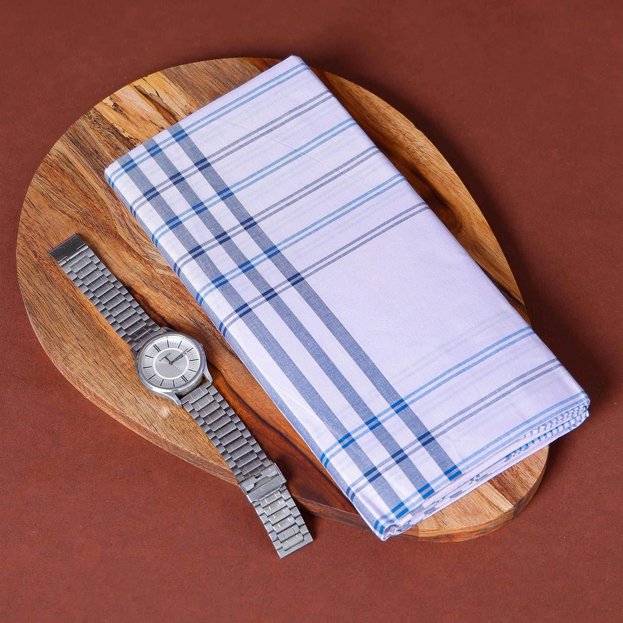 999 Brand Men's Premium Cotton Striped Lungi Stitched - White