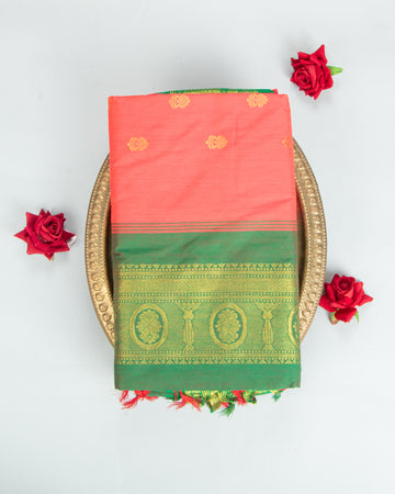 Peach Colour Kalyani Cotton Saree