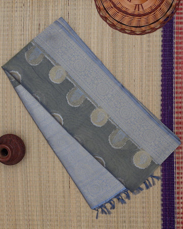 Ethnic Printed Tissue Saree - Grey