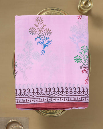 Light Pink Colour Mul Mul Cotton Saree