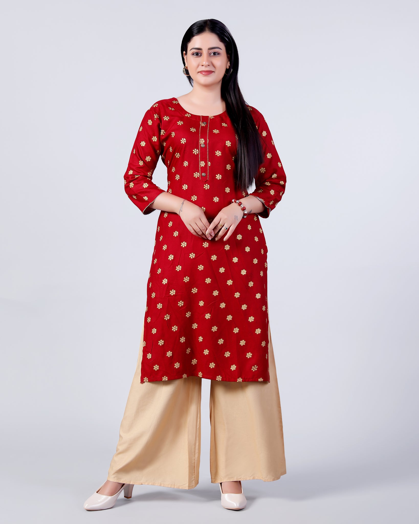 Red Colour Top & Palazzo Set