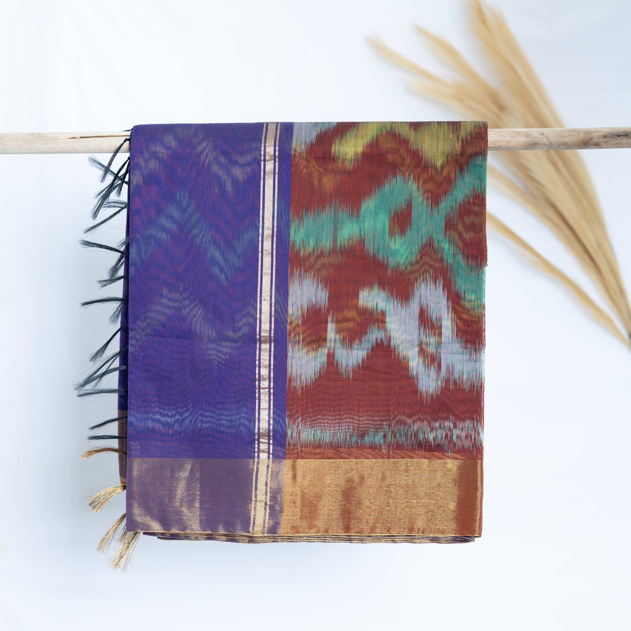 Pochampally Ikat Cotton Saree -  Blue