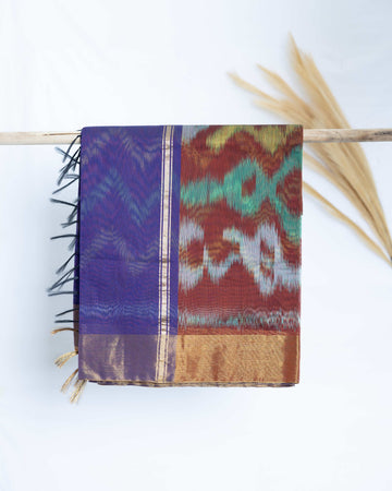 Pochampally Ikat Cotton Saree -  Blue