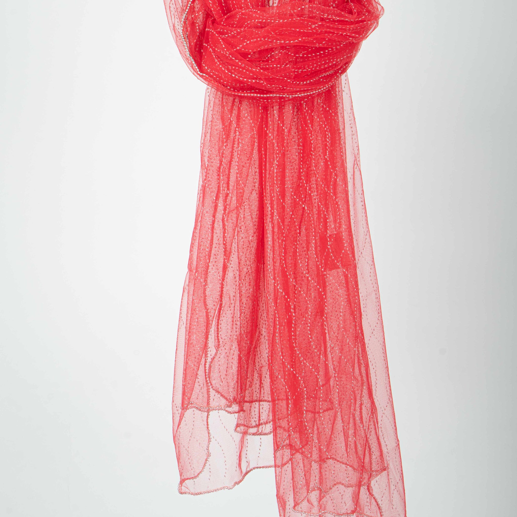 Peach Colour Embroidered Stole
