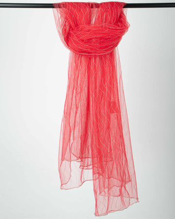 Peach Colour Embroidered Stole