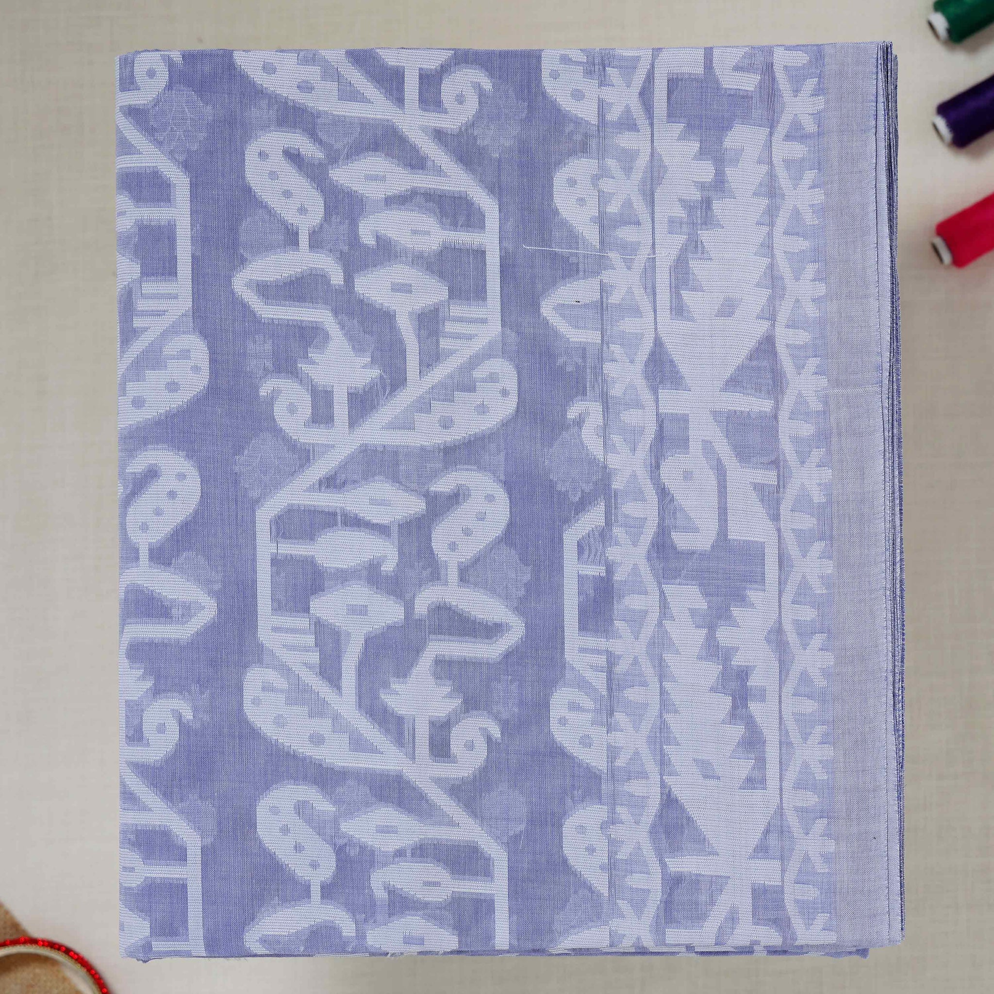Lavender Printed Bengal Cotton Saree