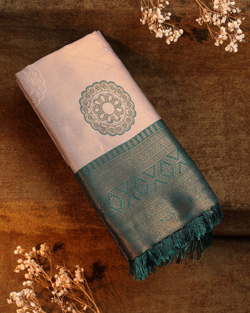 Zari Woven Litchi Silk Saree - Copper