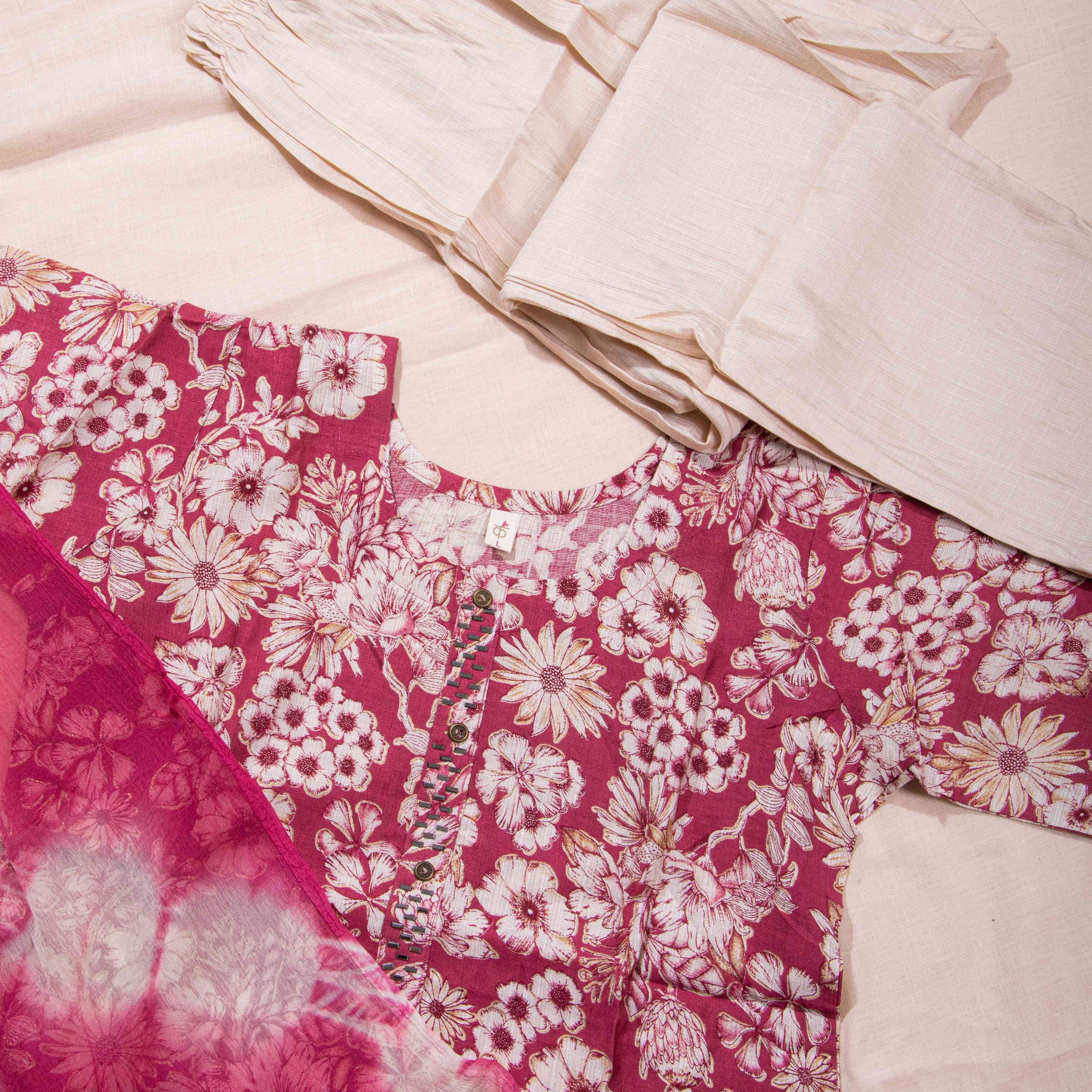 Women Onion Pink Colour Readymade Salwar Set