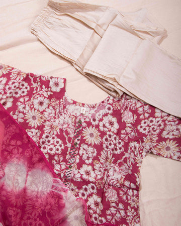 Women Onion Pink Colour Readymade Salwar Set