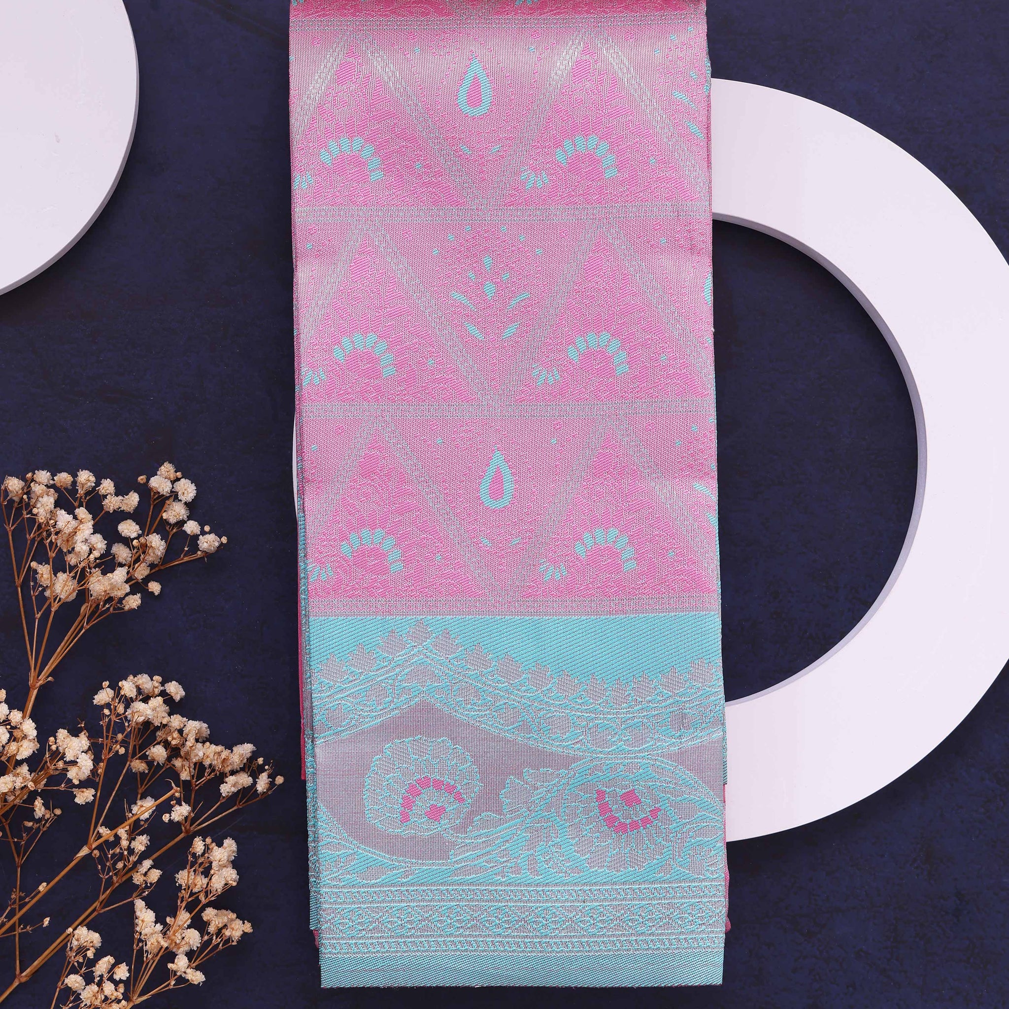 Elampillai Silk Cotton Saree with Elegant Border - Pink