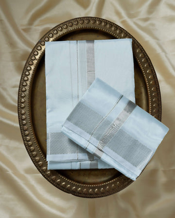 Silver Color Silk Dhoti Set