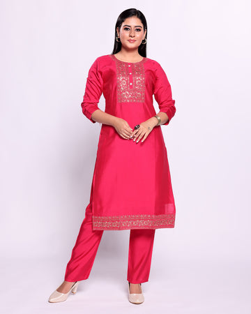 Red Colour Top & Palazzo Set