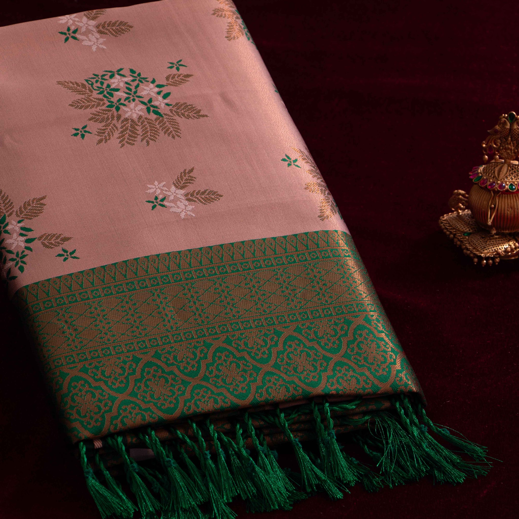 Copper Color Lichi Silk Saree