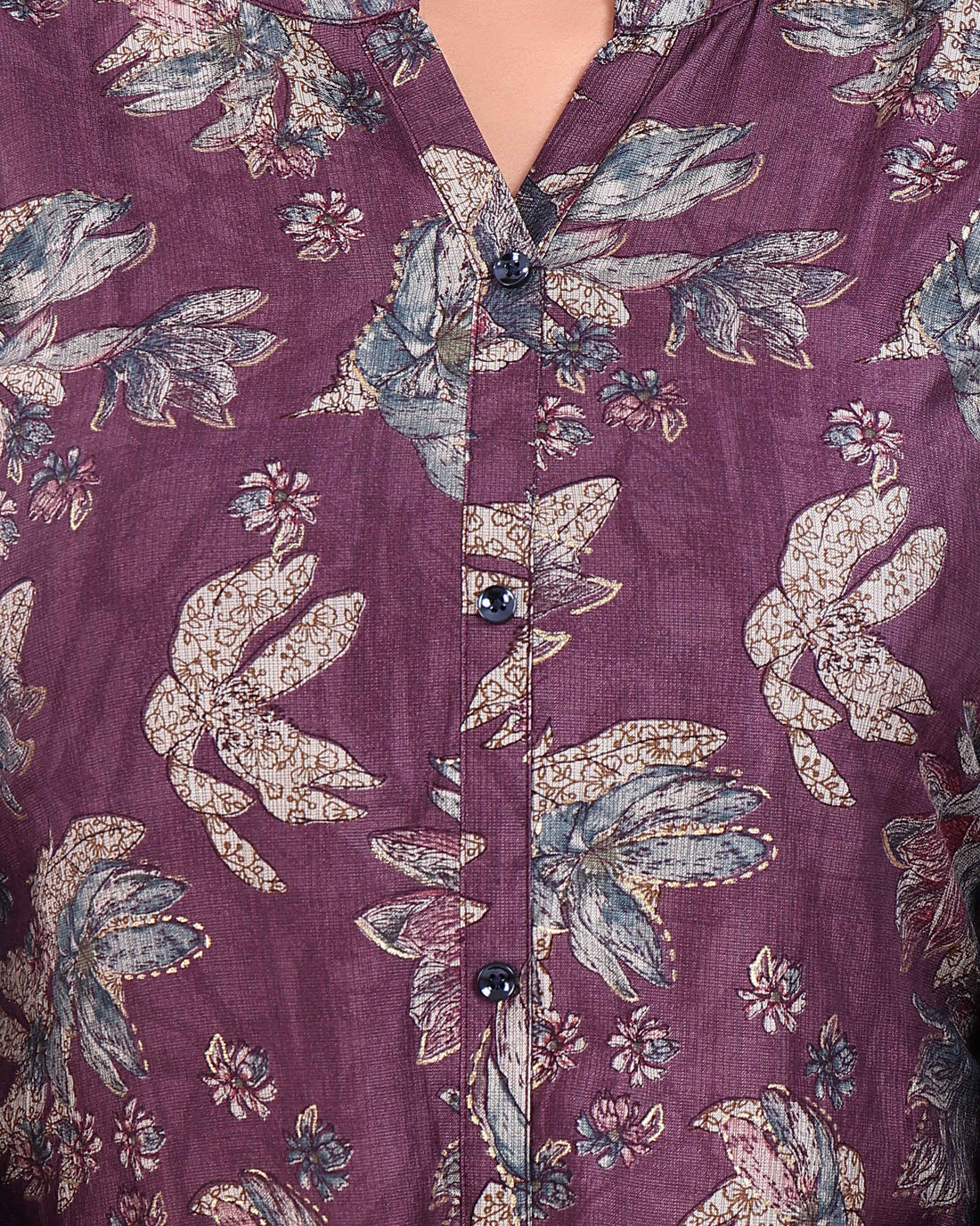 Women's Floral Print Cotton Kurta - Purple
