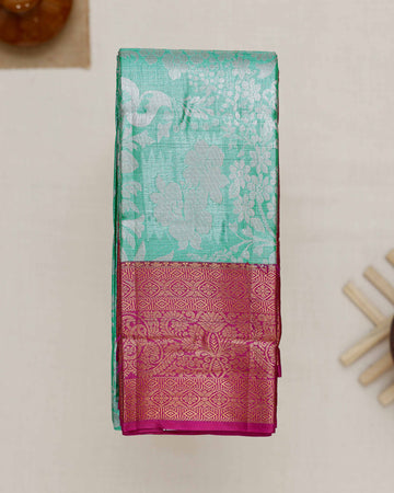 Green Printed Kanchipuram Tissue Saree