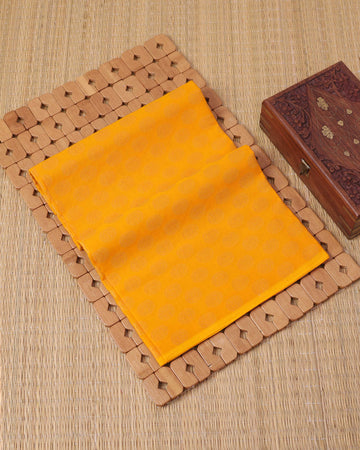 Traditional Women’s Cotton 1 Meter Blouse Material with Smooth Plain Floral Weave - Yellow