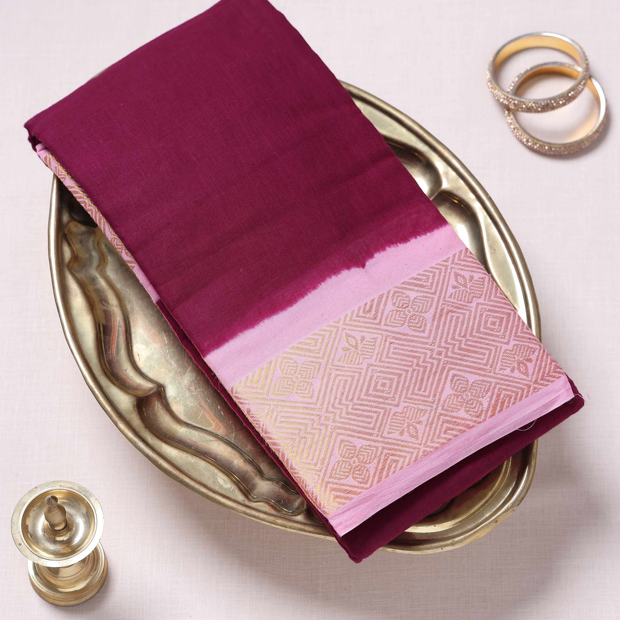 Maroon Color Sungudi Cotton Saree